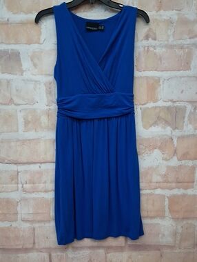 Cynthia Rowley Blue Sleeveless Surplice-Waist Dress